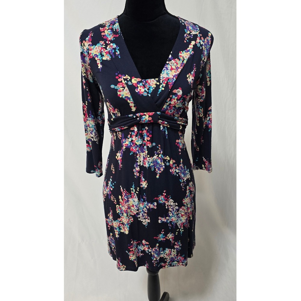BODEN women 6 dress pullover jersey knit 3/4 sleeve blue floral cottagecore